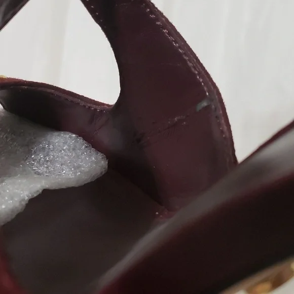 Bebe Burgundy with gold accents platform Heels size 6 - Picture 9 of 10